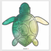 Zeeschildpad groene waterverf sticker (Vel)