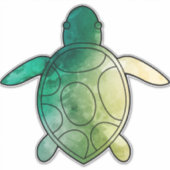 Zeeschildpad groene waterverf sticker (Voorkant)
