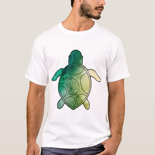 Zeeschildpad groene waterverf t-shirt (Voorkant)