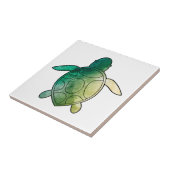 Zeeschildpad groene waterverf tegeltje (Zijkant)