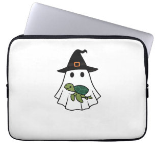 Zeeschildpad Halloween Geest Heksenhoed Dierenlief Laptop Sleeve