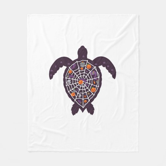 Zeeschildpad Halloween Spinnenweb Pompoen Geest Ha Fleece Deken (Voorkant)