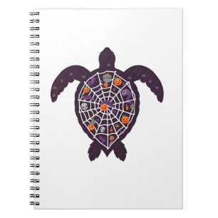 Zeeschildpad Halloween Spinnenweb Pompoen Geest Ha Notitieboek