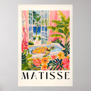 Zeeschildpad in badkuip Kunstprint Roze Strand Poster