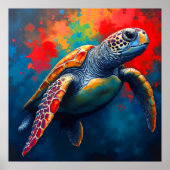 Zeeschildpad in Diepe Zee Poster (Voorkant)