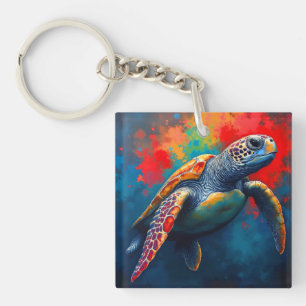 Zeeschildpad in Diepe Zee Sleutelhanger