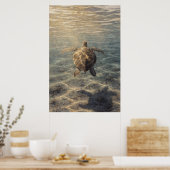 Zeeschildpad in helder blauw water poster (Keuken)