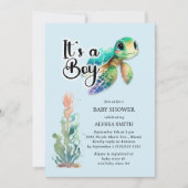 Zeeschildpad Jongen Baby Shower Kaart (Voorkant)