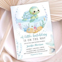 Zeeschildpad Jongen Baby Shower Schattig Klein Kwe