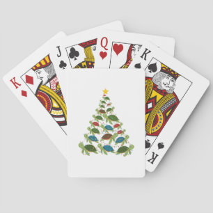 Zeeschildpad Kerstboom Kerstman Hoed Kerstmis Pokerkaarten