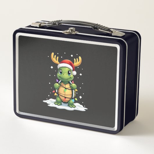 Zeeschildpad Kerstman Kerstlichtjes Schattige Kers (Voorkant)
