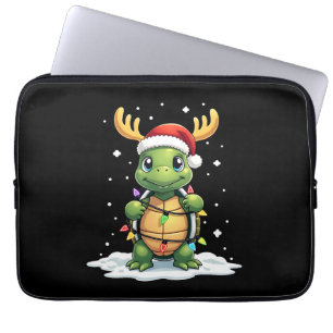 Zeeschildpad Kerstman Kerstlichtjes Schattige Kers Laptop Sleeve