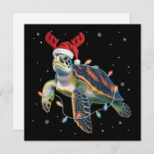 Zeeschildpad Kerstverlichting Grappige Kerstman Ho Feestdagenkaart (Voorkant / Achterkant)