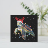 Zeeschildpad Kerstverlichting Grappige Kerstman Ho Feestdagenkaart (Staand voorkant)
