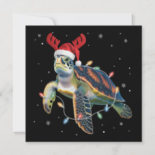Zeeschildpad Kerstverlichting Grappige Kerstman Ho Feestdagenkaart