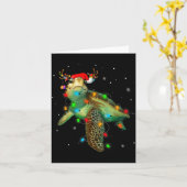 Zeeschildpad Kerstverlichting Grappige Kerstman Ho Kaart (Gele Bloem)