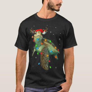 Zeeschildpad Kerstverlichting Grappige Kerstman Ho T-shirt