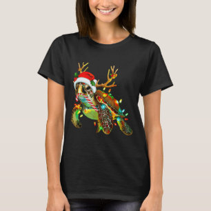 Zeeschildpad Kerstverlichting Kerstman Hoed Pretti T-shirt
