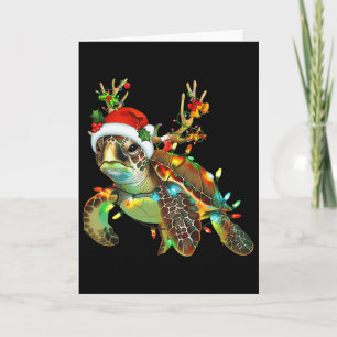 Zeeschildpad Kerstverlichting Kerstman Hoed Vrolij Kaart