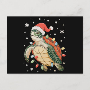 Zeeschildpad Kerstverlichting Xmas Hoed Vakantie Feestdagenkaart