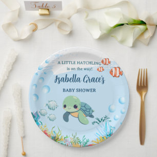 Zeeschildpad Kleine Broedeling Baby Shower 9" Papieren Bordje