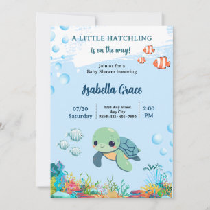 Zeeschildpad Kleine Broedeling Baby Shower Uitnodi Kaart