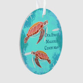 Zeeschildpad Koppel Eerste Kerstmis Getrouwd Ornament (voorkant)