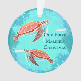 Zeeschildpad Koppel Eerste Kerstmis Getrouwd Ornament