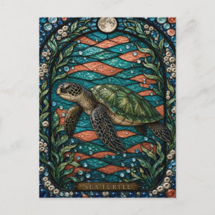 Zeeschildpad Koraal Ondiepten Illumina Glas in Loo Briefkaart
