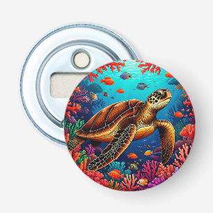 🐢 Zeeschildpad Koraalrif Button Flesopener