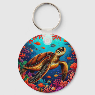 🐢 Zeeschildpad Koraalrif Geschenk voor Oceaanlief Sleutelhanger