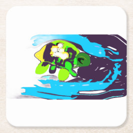 Zeeschildpad kunst kartonnen onderzetters