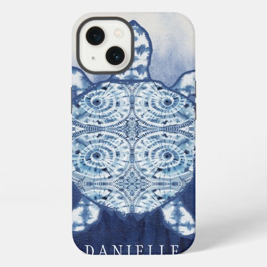 Zeeschildpad Kunst Strand Nautical Shibori Patroon iPhone Hoesje (Achterkant)