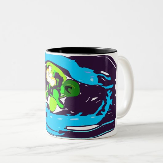 Zeeschildpad kunst tweekleurige koffiemok (Voorkant rechts)