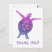 Zeeschildpad Landschildpad BEDANKT! Paars Briefkaart (Voorkant / Achterkant)