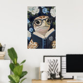Zeeschildpad leest Kunstprint van Geniet van het L Poster (Thuiskantoor)