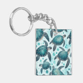 Zeeschildpad Leven (aangepast) Sleutelhanger (Voorkant Links)