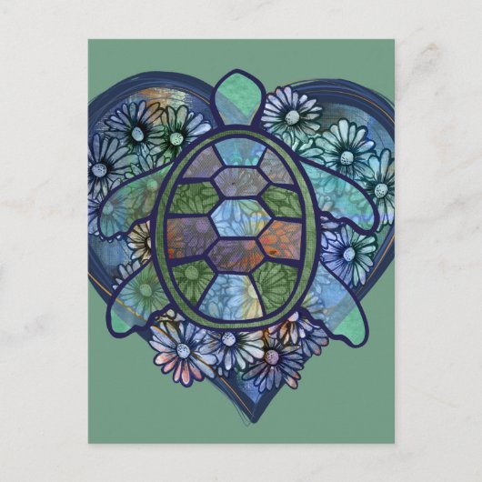 Zeeschildpad liefde briefkaart (Voorkant)