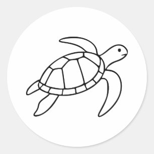 Zeeschildpad Lijnkunst – Minimalistisch Marien Die Ronde Sticker