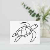 Zeeschildpad Lijnkunst – Minimalistisch Zee Dier Briefkaart (Staand voorkant)