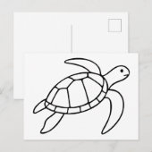 Zeeschildpad Lijnkunst – Minimalistisch Zee Dier Briefkaart (Voorkant / Achterkant)