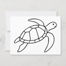 Zeeschildpad Lijnkunst – Minimalistisch Zee Dier Briefkaart