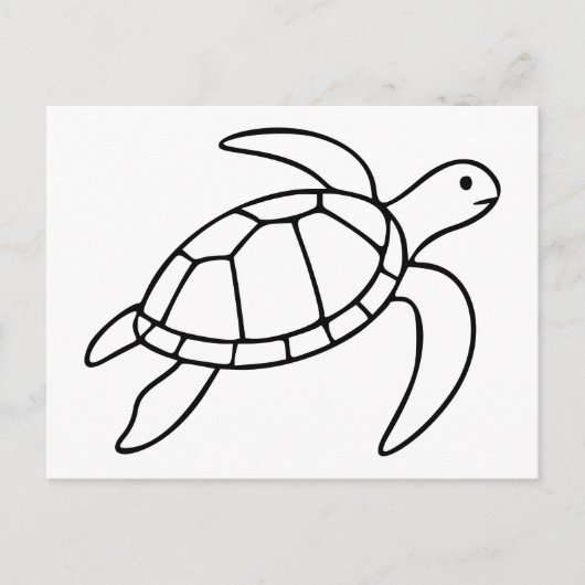 Zeeschildpad Lijnkunst – Minimalistisch Zee Dier Briefkaart (Voorkant)