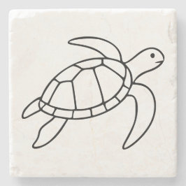 Zeeschildpad Lijnkunst – Minimalistische Zee Dier Stenen Onderzetter