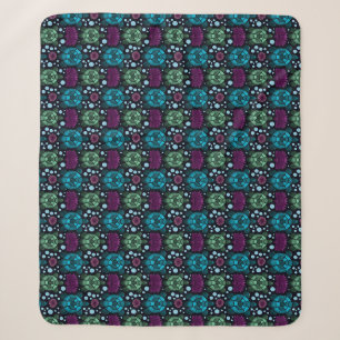 Zeeschildpad & Lotus Bloem Patroon Sherpa Deken