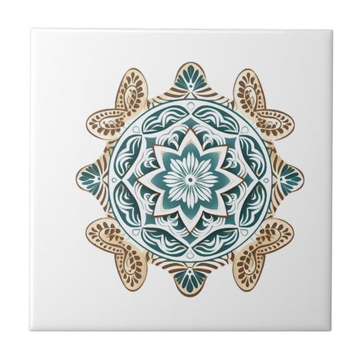 Zeeschildpad Mandala Kunst Tegeltje (Voorkant)