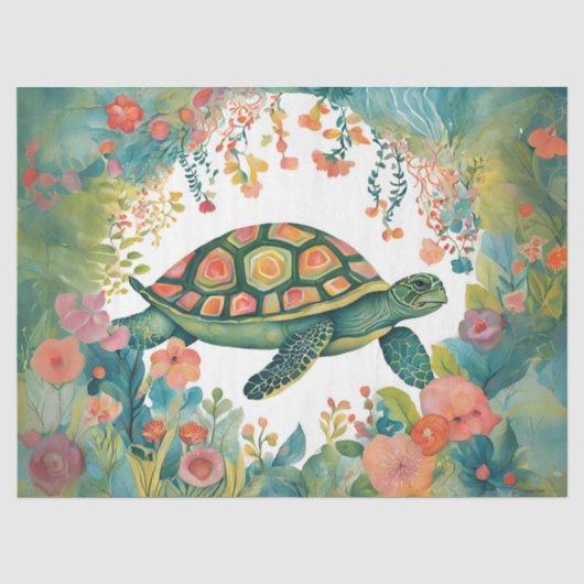 Zeeschildpad Misplaatst in de Tuin Tissuepapier (Voorkant)