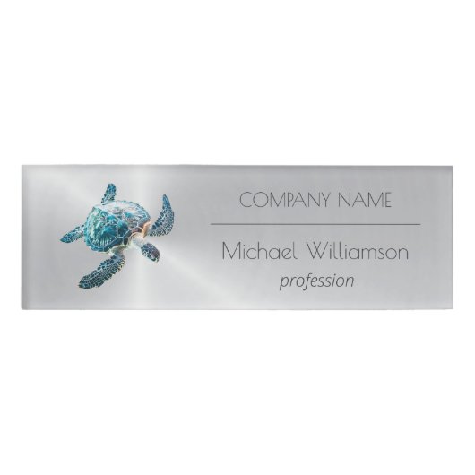 Zeeschildpad Moderne Strand Makelaar Naambadge (Voorkant)