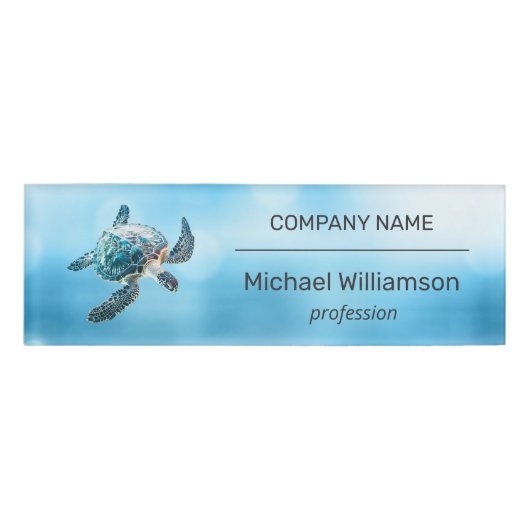 Zeeschildpad Moderne Strand Makelaar Naambadge (Voorkant)