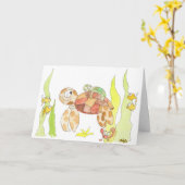 Zeeschildpad Moeder en Baby Kaart (Gele Bloem)